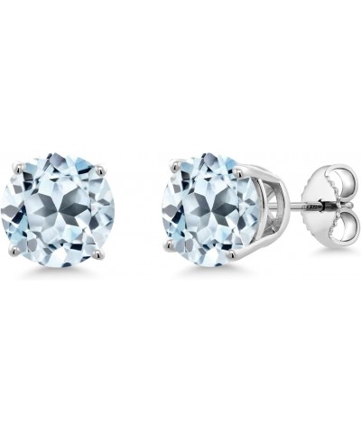 925 Sterling Silver Sky Blue Topaz Stud Earrings For Women (5.00 Cttw, Gemstone Birthstone, Round 8MM) $22.00 Earrings