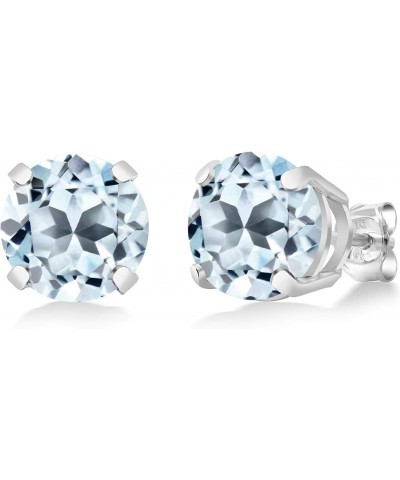 925 Sterling Silver Sky Blue Topaz Stud Earrings For Women (5.00 Cttw, Gemstone Birthstone, Round 8MM) $22.00 Earrings