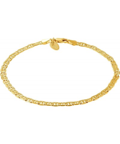 4mm Mariner Link Chain Anklet for Women & Men 24k Gold Plated Gold 9.0 Inches $11.79 Anklets