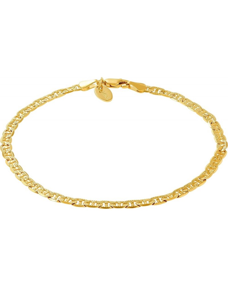 4mm Mariner Link Chain Anklet for Women & Men 24k Gold Plated Gold 9.0 Inches $11.79 Anklets