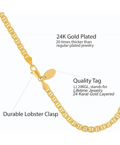 4mm Mariner Link Chain Anklet for Women & Men 24k Gold Plated Gold 9.0 Inches $11.79 Anklets