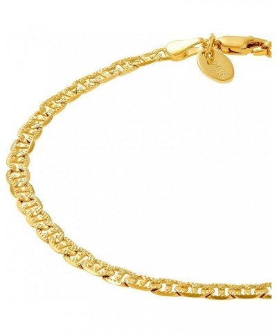 4mm Mariner Link Chain Anklet for Women & Men 24k Gold Plated Gold 9.0 Inches $11.79 Anklets