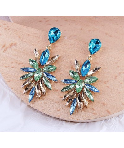 Statement Vintage Dangle Earrings for Women Art Deco Drop Crystal Fashion Prom Party Marquise Cluster Yellow Green $10.79 Ear...