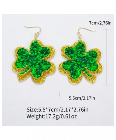 St.Patrick's Day Earrings for Women Girls,Irish Shamrock Acrylic Dangle Earrings, Green Clover Drop Earrings for Irish Festiv...