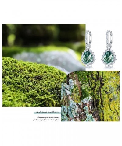 Natural Green Moss Agate Earring 925 Sterling Silver Pear Design Moss Agate Earrings Green For Women Gems Anniversary Snowfla...