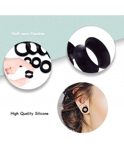 3 Pairs/6 Pairs Black White Clear Ultra Thin Silicone Double Flared Flexible Tunnel Ear Stretching Plug Gauge 4g-1 inch 6 Pai...