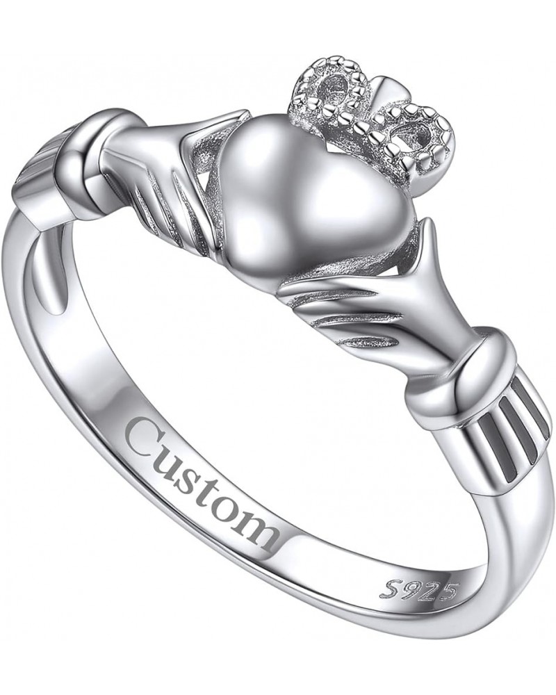 925 Sterling Silver Irish Claddagh Love Heart Celtic Knot Crown Engagement Wedding Promise Band Ring for Women, Size 4-12 02....