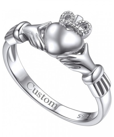 925 Sterling Silver Irish Claddagh Love Heart Celtic Knot Crown Engagement Wedding Promise Band Ring for Women, Size 4-12 02....