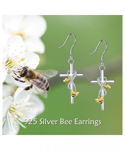 Cross Earrings for Women 925 Sterling Silver Dangle Earring Jewelry Gifts for Mother Daughter Sister Grandma Bee $13.94 Earrings