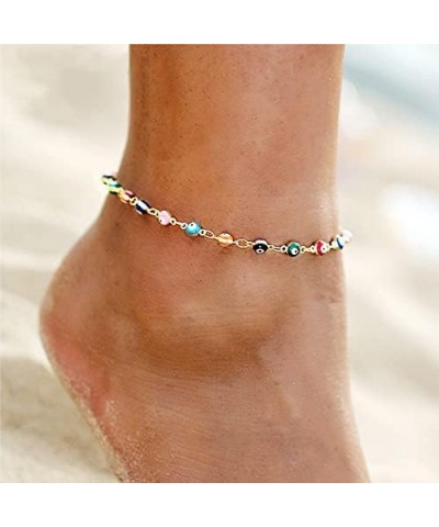 Beach Colorful Bead Anklets Ankle Bracelets Beaded Summer Beach Foot Jewelry Adjustable for Women and Girls Gold $6.93 Anklets