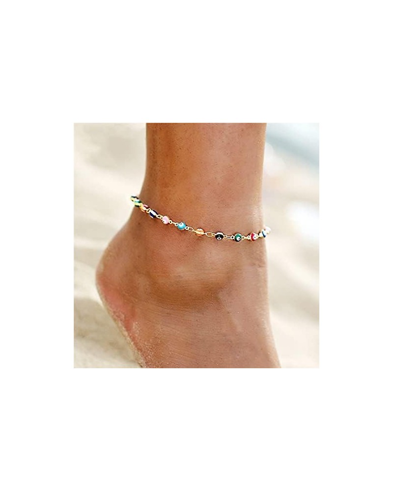 Beach Colorful Bead Anklets Ankle Bracelets Beaded Summer Beach Foot Jewelry Adjustable for Women and Girls Gold $6.93 Anklets