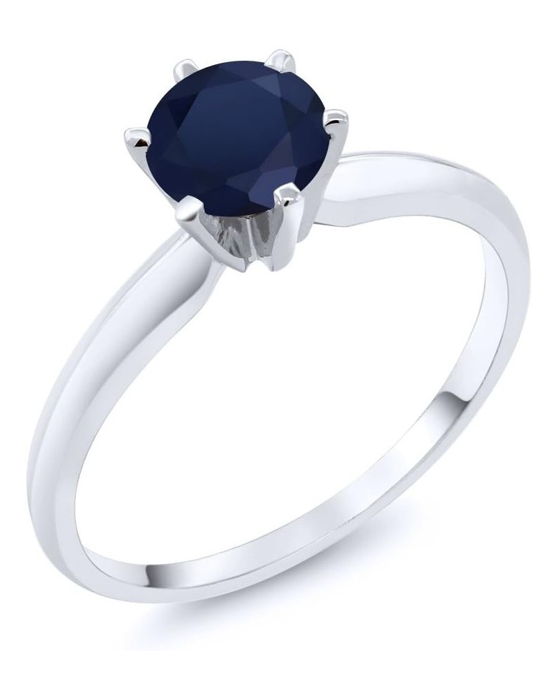 14K White Gold Blue Sapphire Engagement Solitaire 6 Prong Ring For Women (1.00 Cttw, Gemstone Birthstone, Available In Size 5...