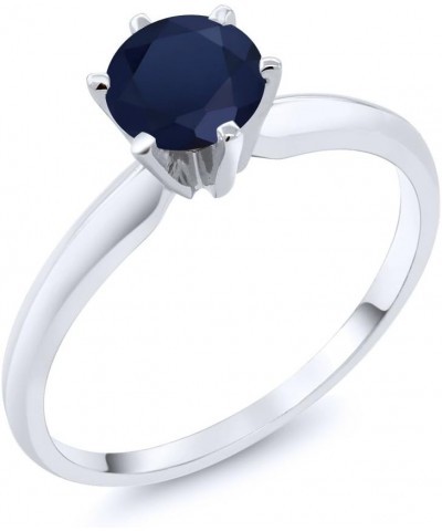 14K White Gold Blue Sapphire Engagement Solitaire 6 Prong Ring For Women (1.00 Cttw, Gemstone Birthstone, Available In Size 5...