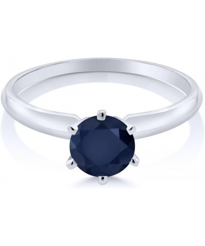 14K White Gold Blue Sapphire Engagement Solitaire 6 Prong Ring For Women (1.00 Cttw, Gemstone Birthstone, Available In Size 5...