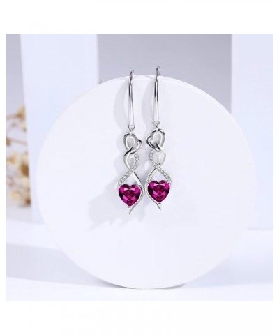 Infinity Birthstone Dangle Drop Earrings for Women - 925 Sterling Silver Heart Cubic Zirconia Dangling Gemstone Earrings Chri...