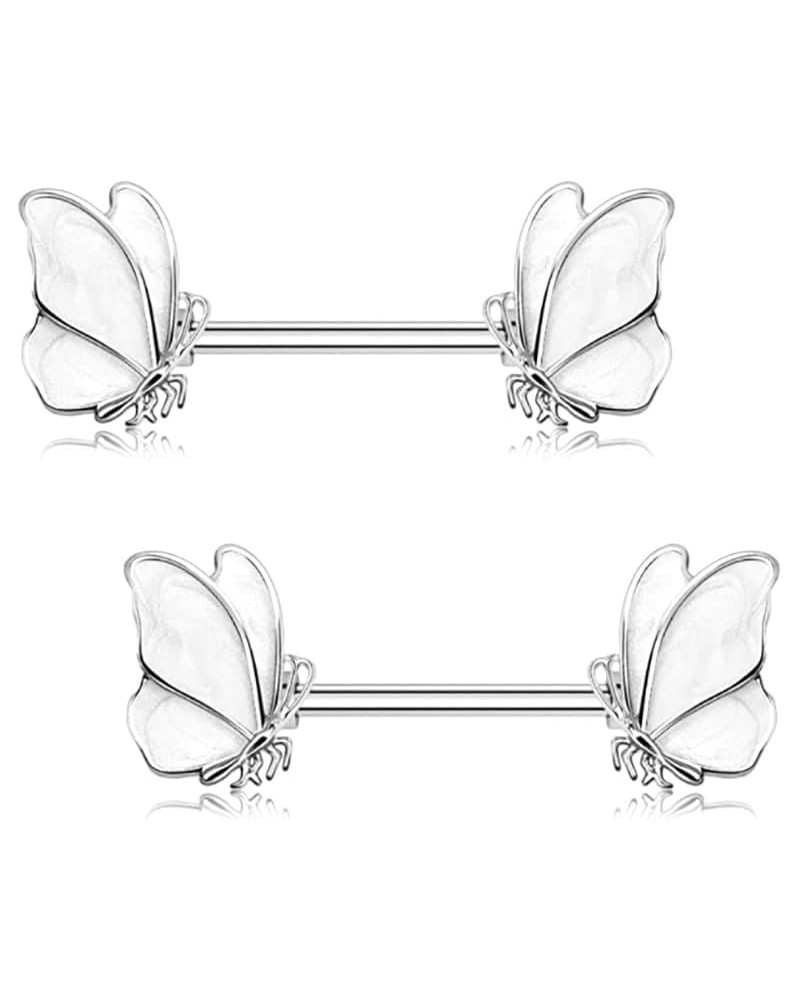 14G Butterfly Nipple Ring for Women 15mm Dainty Surgical Steel Insect Barbell Bar Nipple Shield Studs Body Piercing Jewlry Gi...