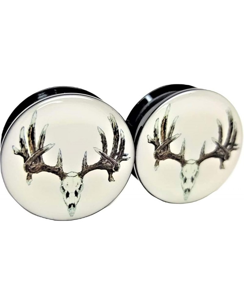 Deer Skull Ear Plugs - Acrylic Screw-On - 10 Sizes Pair* 00 Gauge (10mm) $10.41 Body Jewelry