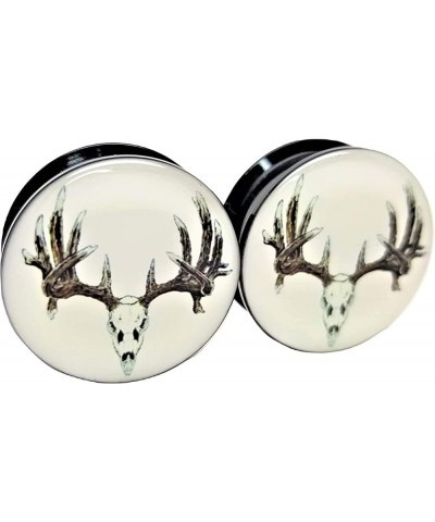 Deer Skull Ear Plugs - Acrylic Screw-On - 10 Sizes Pair* 00 Gauge (10mm) $10.41 Body Jewelry