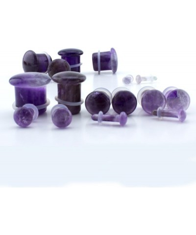 8 Gauge (8G - 3mm) Purple Amethyst Stone Single Flare Plugs/Gauges (1 Pair) $10.33 Body Jewelry