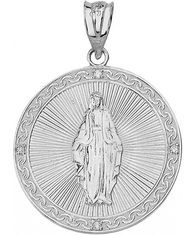 .925 Sterling Silver Blessed Virgin Mary Cubic Zirconia Accented Medal Pendant Charm, Choice of Size 1. Small (3/4") $11.72 P...