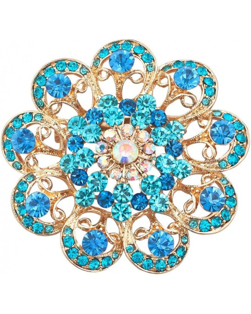 Flower Bouquet Brooch Pin for Women Blue $8.39 Brooches & Pins