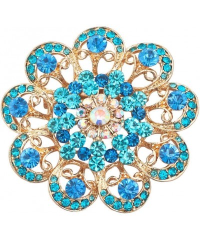 Flower Bouquet Brooch Pin for Women Blue $8.39 Brooches & Pins