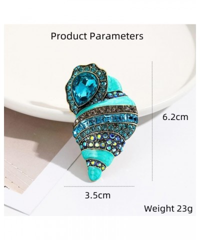 Rhinestone Conch Brooch Pin for Women Girls Gold Plated Fashion Exquisite Big Blue Crystal Ocean Sea Nails Shell Brooches Lap...