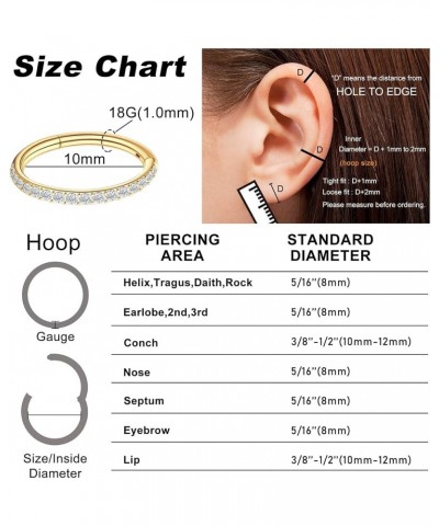 G23 Titanium CZ Nose Rings Hoop for Women 18G 16G Clicker Hinged Segment Septum Lip Rings Tragus Conch Helix Cartilage Rook D...