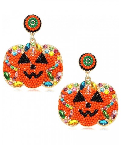 Halloween Earrings Beaded Boo Candy Corn Ghost Earrings for Women Statement Spooky Pumpkin Drop Dangle Earrings Festive Hallo...