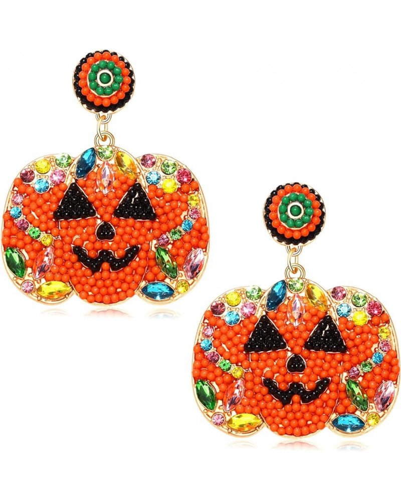 Halloween Earrings Beaded Boo Candy Corn Ghost Earrings for Women Statement Spooky Pumpkin Drop Dangle Earrings Festive Hallo...