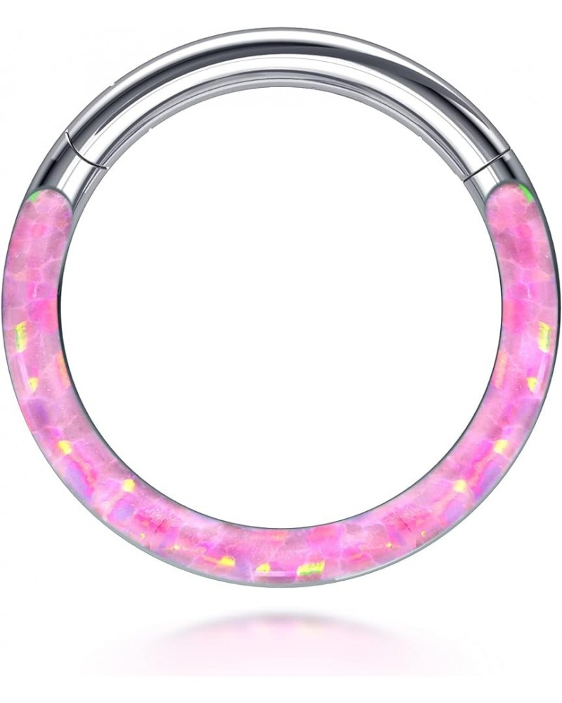 Titanium Septum Ring G23 Titanium Opal Septum clicker Hypoallergenic Nose Ring Hypoallergenic Septum Ring Hoops Round pink op...