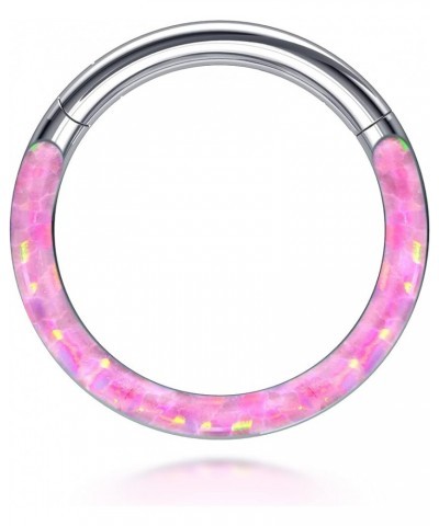 Titanium Septum Ring G23 Titanium Opal Septum clicker Hypoallergenic Nose Ring Hypoallergenic Septum Ring Hoops Round pink op...