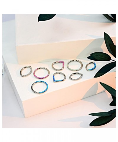 Titanium Septum Ring G23 Titanium Opal Septum clicker Hypoallergenic Nose Ring Hypoallergenic Septum Ring Hoops Round pink op...