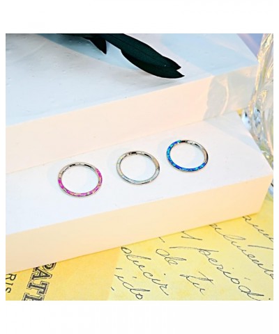 Titanium Septum Ring G23 Titanium Opal Septum clicker Hypoallergenic Nose Ring Hypoallergenic Septum Ring Hoops Round pink op...