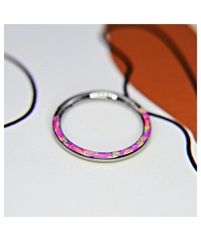 Titanium Septum Ring G23 Titanium Opal Septum clicker Hypoallergenic Nose Ring Hypoallergenic Septum Ring Hoops Round pink op...