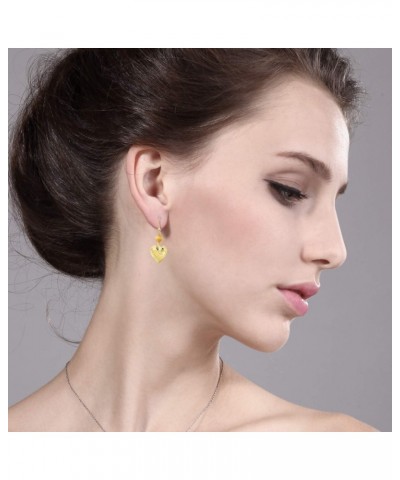 Stunning Gold Tone Open Heart Shape Locket with Round Tiger Eye Dangle Earrings $6.88 Earrings