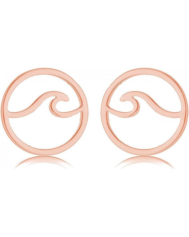 Wave Earrings for Women Girls,Stainless Steel Round Sea Ocean Wave Stud Earrings Beach Summer Jewelry for Teens Rose Gold $6....