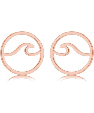 Wave Earrings for Women Girls,Stainless Steel Round Sea Ocean Wave Stud Earrings Beach Summer Jewelry for Teens Rose Gold $6....