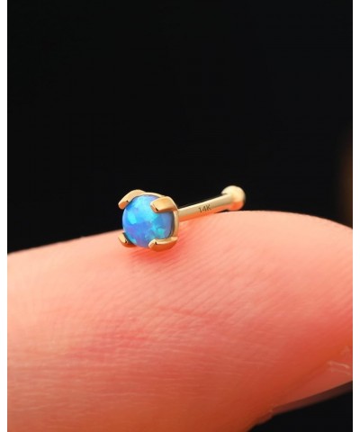 14K Solid Gold Opal Nose Studs 20G Nose Rings L-Shaped Studs Nostrial Piercing Jewelry Nose Bone Studs Nose Piercing Jewelry ...