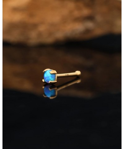 14K Solid Gold Opal Nose Studs 20G Nose Rings L-Shaped Studs Nostrial Piercing Jewelry Nose Bone Studs Nose Piercing Jewelry ...