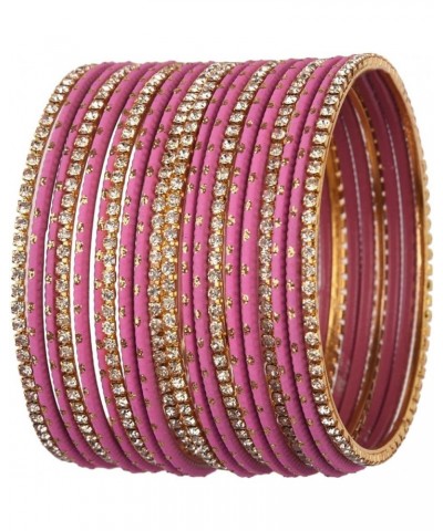 Indian Bangle Set Rhinestone CZ Plain Metal Bracelet Bangle Jewelry for Women Persian Pink (Set of 20 Pcs) 2-4 $9.63 Bracelets