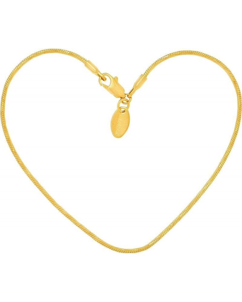 1.5mm Snake Chain Anklet for Women & Girls 24k Real Gold Plated 9.0 Inches $10.17 Anklets