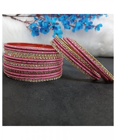 Indian Bangle Set Rhinestone CZ Plain Metal Bracelet Bangle Jewelry for Women Persian Pink (Set of 20 Pcs) 2-4 $9.63 Bracelets