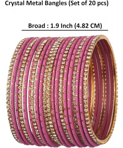 Indian Bangle Set Rhinestone CZ Plain Metal Bracelet Bangle Jewelry for Women Persian Pink (Set of 20 Pcs) 2-4 $9.63 Bracelets