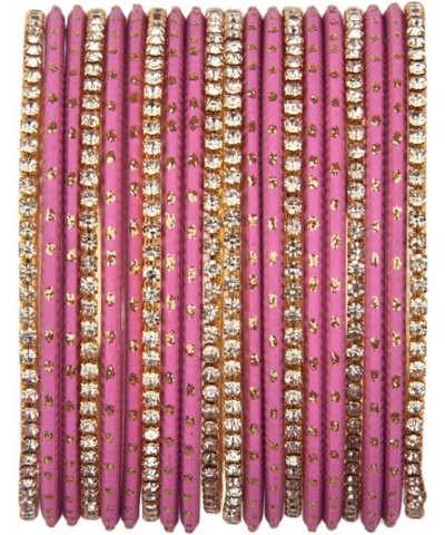 Indian Bangle Set Rhinestone CZ Plain Metal Bracelet Bangle Jewelry for Women Persian Pink (Set of 20 Pcs) 2-4 $9.63 Bracelets