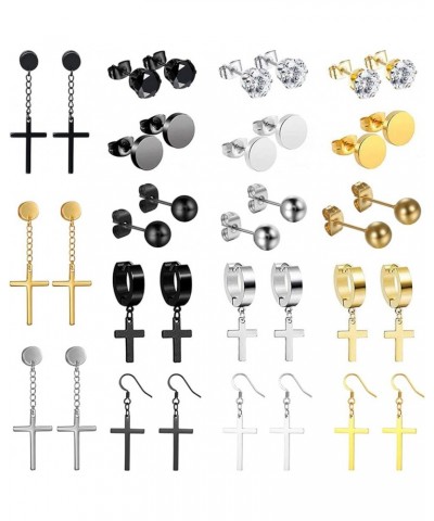 9-18 Pairs Hollow Cross Dangle Huggie Hinged Hoop Earrings for Men Women 18 pairs $12.38 Earrings