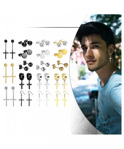 9-18 Pairs Hollow Cross Dangle Huggie Hinged Hoop Earrings for Men Women 18 pairs $12.38 Earrings