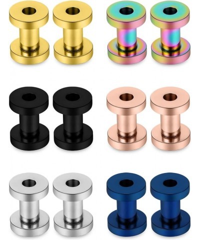 14G 12G 8G 6G 4G 2G 0G 00G Screw Fit Ear Gauges Kit Surgical Steel Tunnel Expander Earrings Earlobe Plugs Body Piercing Jewel...