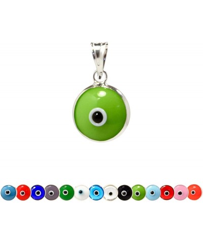 Authentic 925 Sterling Silver 10 MM Round Glass Evil Eye Charm Turkish Protection Pendant DIY - 14 Colors To Choose From Ligh...