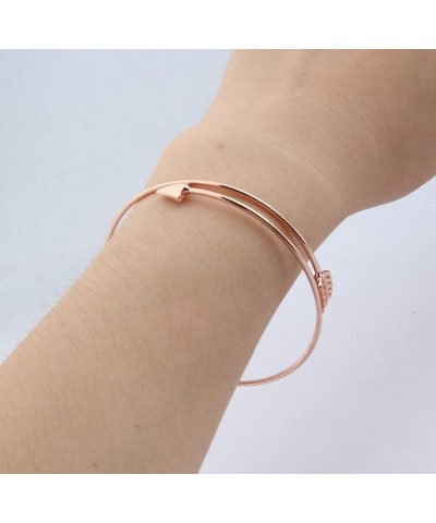 Skinny Bow and Arrow Bangle Adjustable Cuff Bracelet Rose gold $7.64 Bracelets